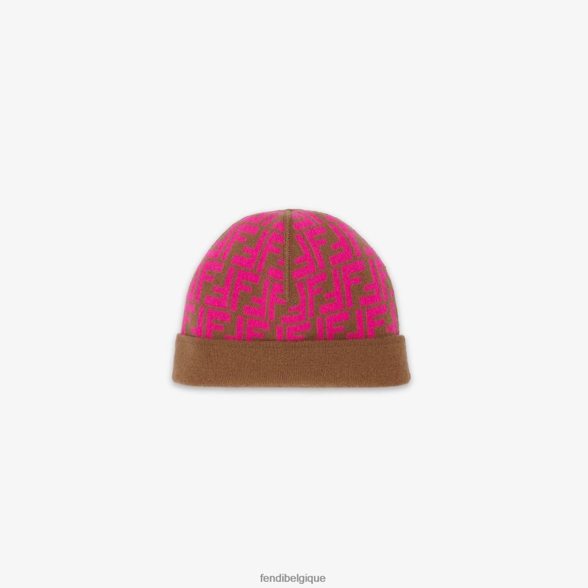 accessoires Fendi bonnet junior réversible en maille fuchsia multicolore enfants 8X8J2J2859 Fendi Lunette De Soleil