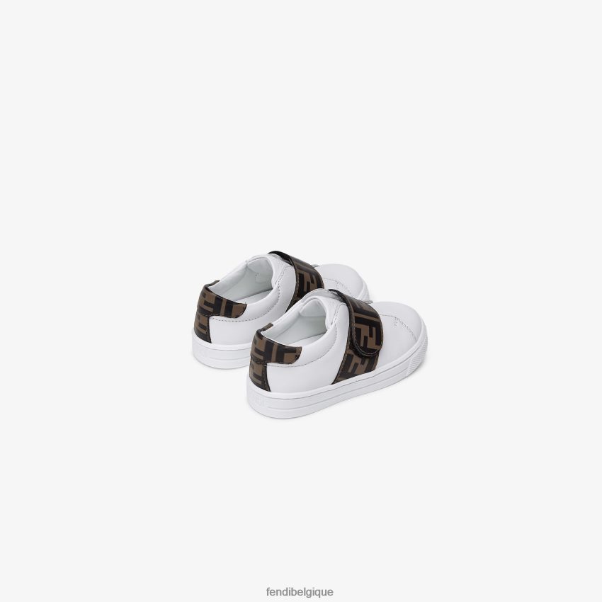 chaussures Fendi baskets junior unisexes en cuir nappa blanc enfants 8X8J2J2952 Fendi Lunette De Soleil