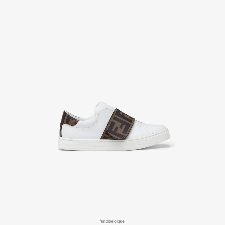 chaussures Fendi baskets junior unisexes en cuir nappa blanc enfants 8X8J2J2954 Fendi Belgique