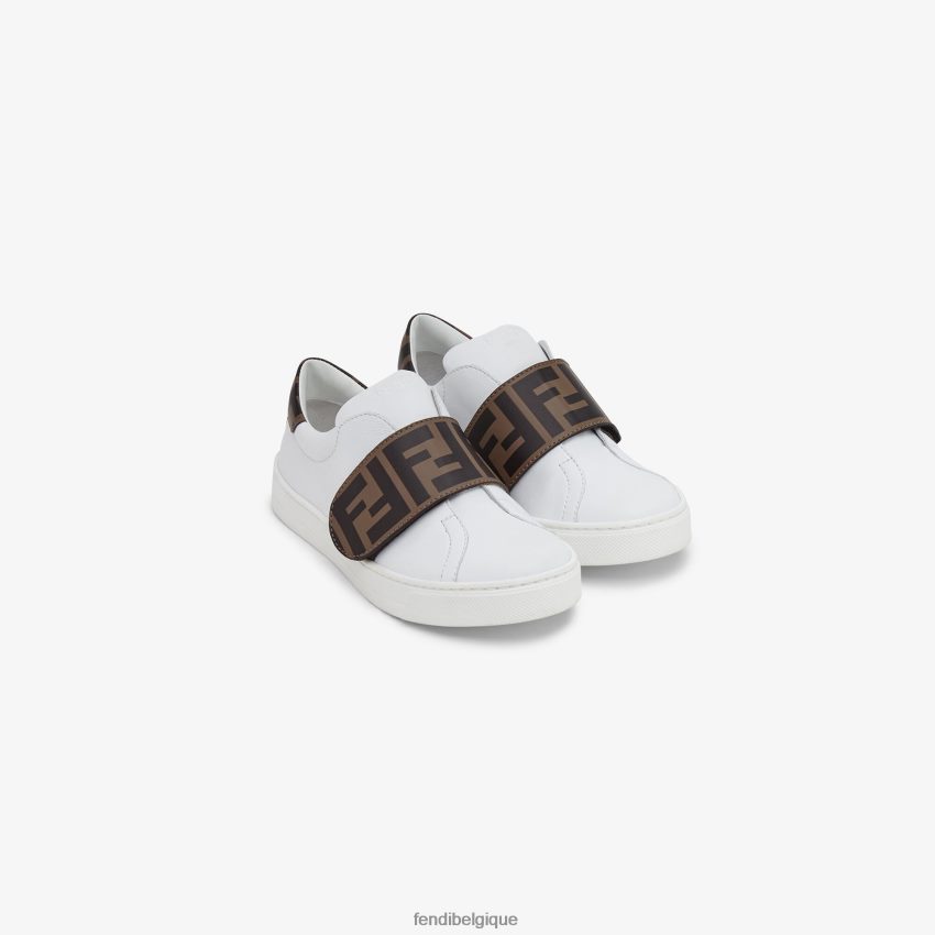 chaussures Fendi baskets junior unisexes en cuir nappa blanc enfants 8X8J2J2954 Fendi Belgique