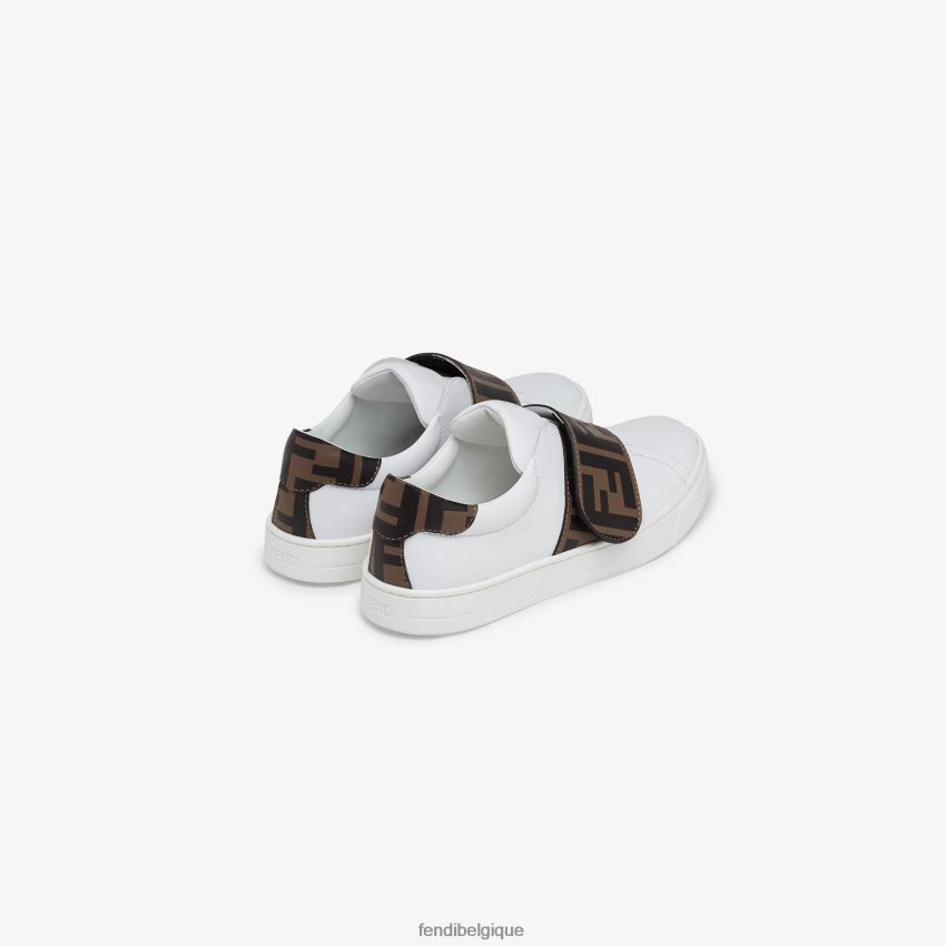 chaussures Fendi baskets junior unisexes en cuir nappa blanc enfants 8X8J2J2954 Fendi Belgique