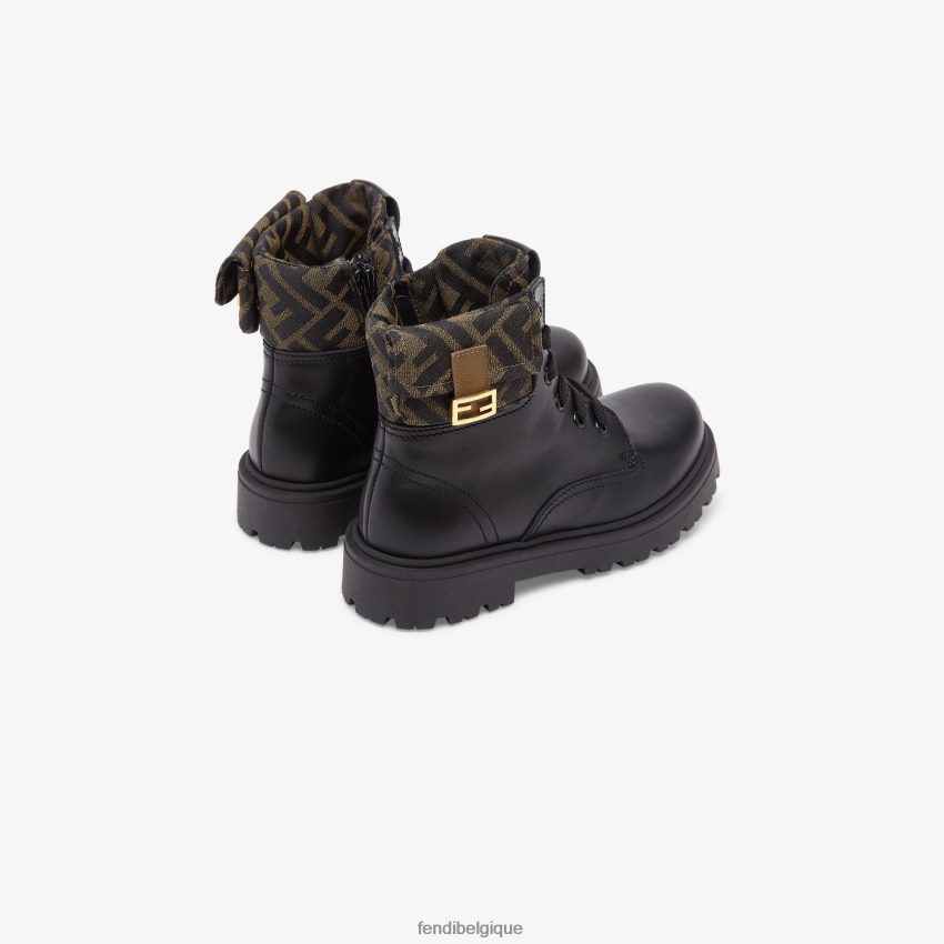 chaussures Fendi veste biker junior en cuir nappa et tissu logo noir enfants 8X8J2J2847 Fendi Lunette De Soleil