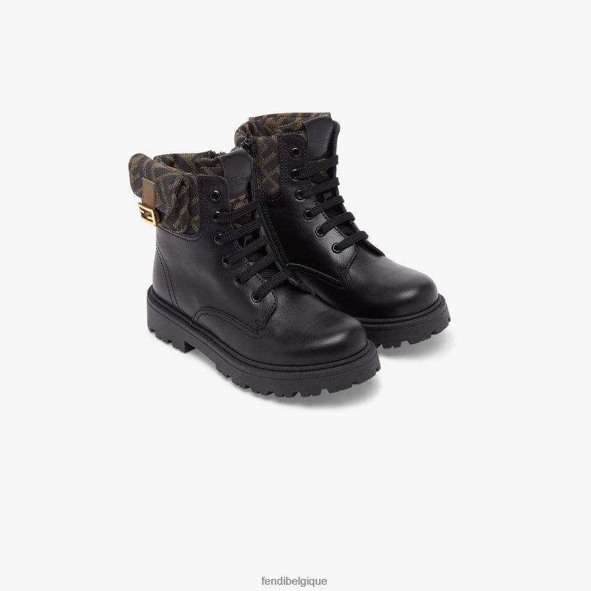 chaussures Fendi veste biker junior en cuir nappa et tissu logo noir enfants 8X8J2J2847 Fendi Lunette De Soleil