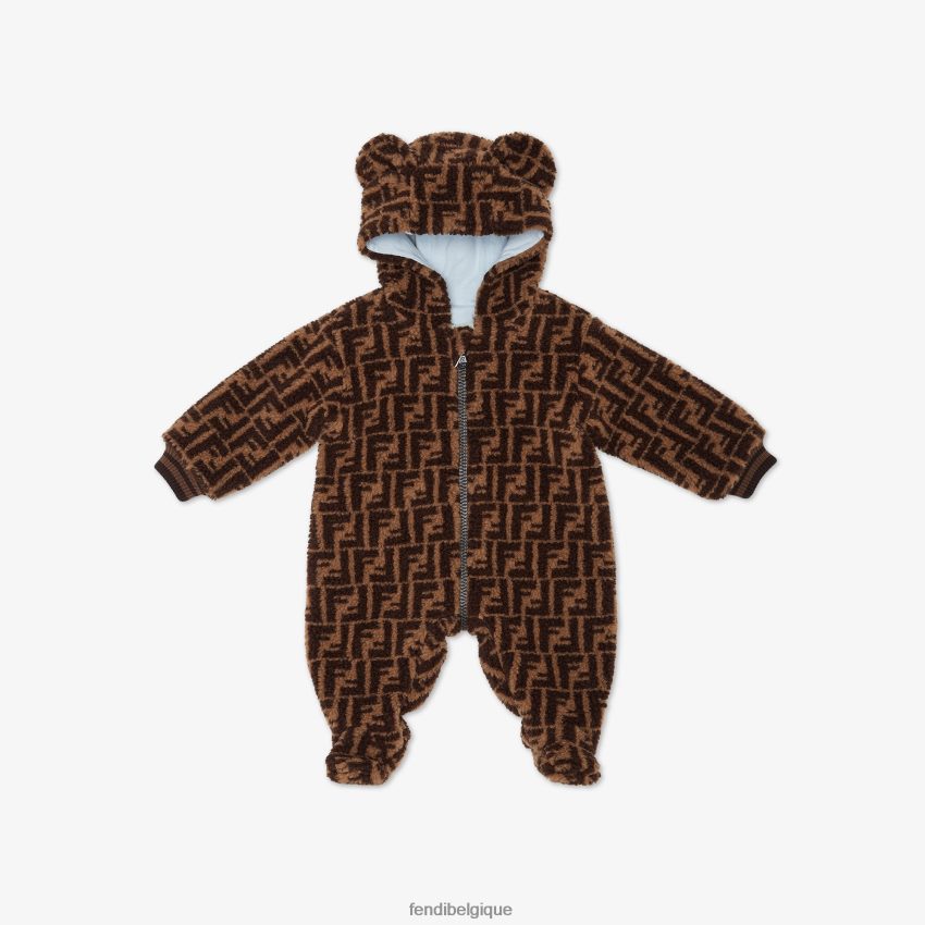 vêtements Fendi Combishort bébé ours en laine mélangée maxi avec logo ff all-over mode enfants 8X8J2J2785 Fendi Sac
