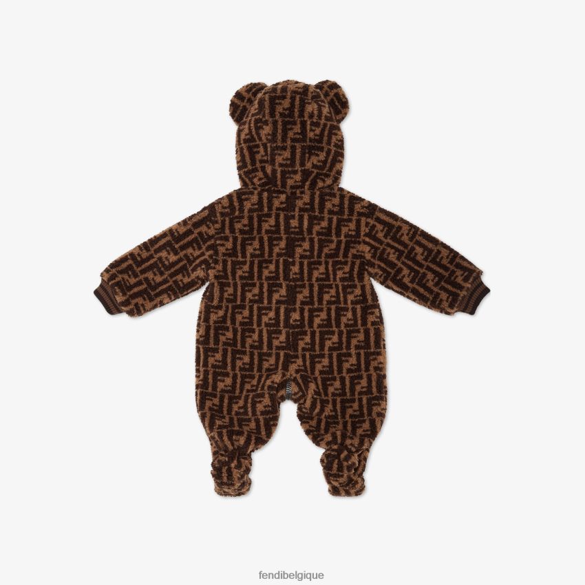 vêtements Fendi Combishort bébé ours en laine mélangée maxi avec logo ff all-over mode enfants 8X8J2J2785 Fendi Sac