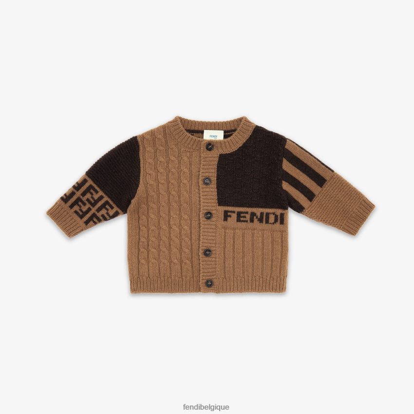 vêtements Fendi cardigan bébé tricoté tabac brun enfants 8X8J2J2758 Fendi Sac