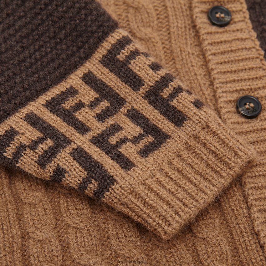 vêtements Fendi cardigan bébé tricoté tabac brun enfants 8X8J2J2758 Fendi Sac