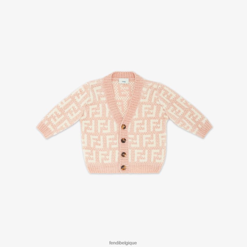 vêtements Fendi cardigan en chenille crème rose enfants 8X8J2J2815 Fendi Sac