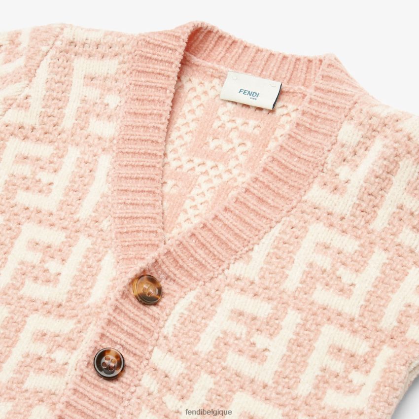 vêtements Fendi cardigan en chenille crème rose enfants 8X8J2J2815 Fendi Sac