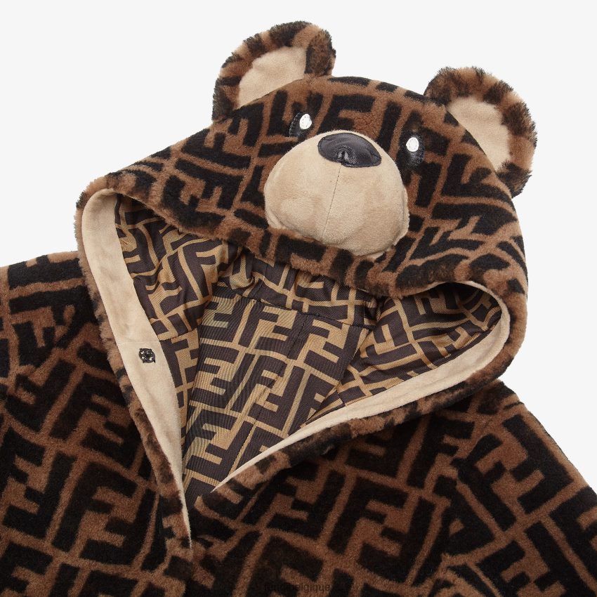 vêtements Fendi combinaison bébé en peau lainée avec logo brun enfants 8X8J2J2753 Fendi Belgique