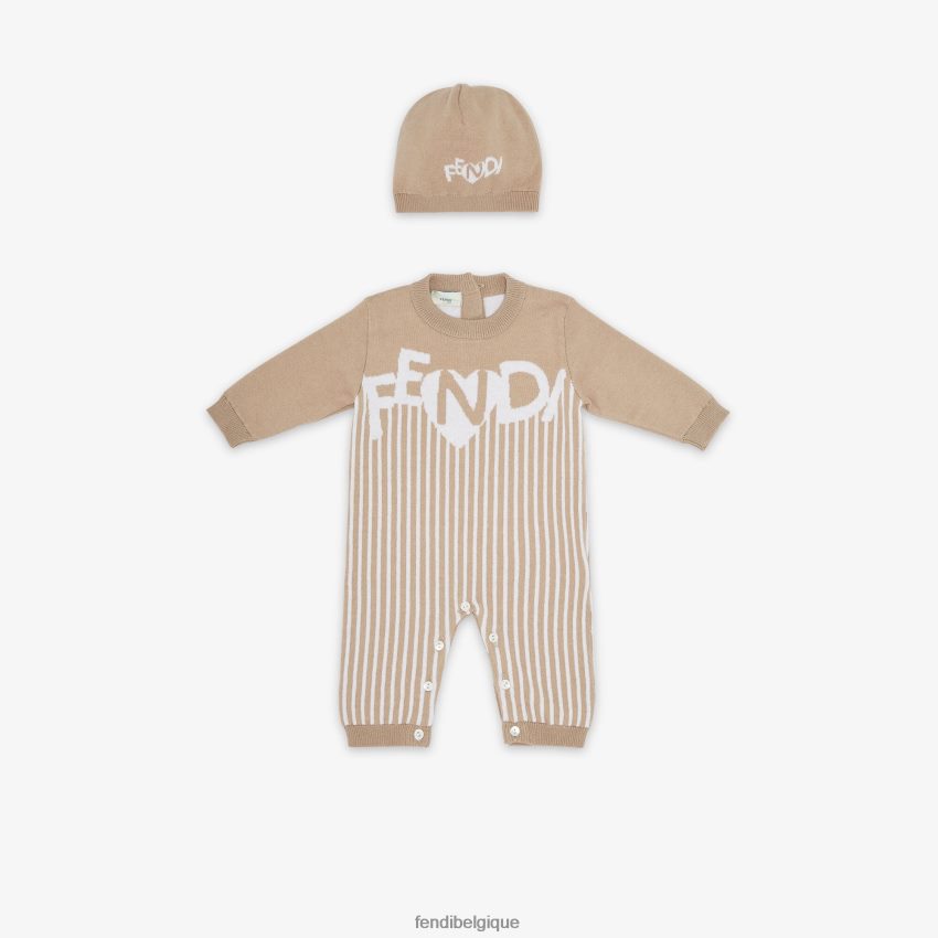vêtements Fendi ensemble bébé tricoté beige enfants 8X8J2J2752 Fendi Sac
