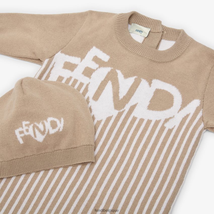 vêtements Fendi ensemble bébé tricoté beige enfants 8X8J2J2752 Fendi Sac