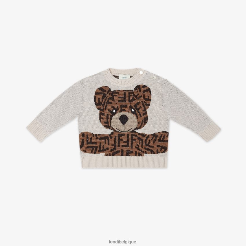 vêtements Fendi pull bébé en laine vierge avec ours en peluche mode enfants 8X8J2J2784 Fendi Lunette De Soleil