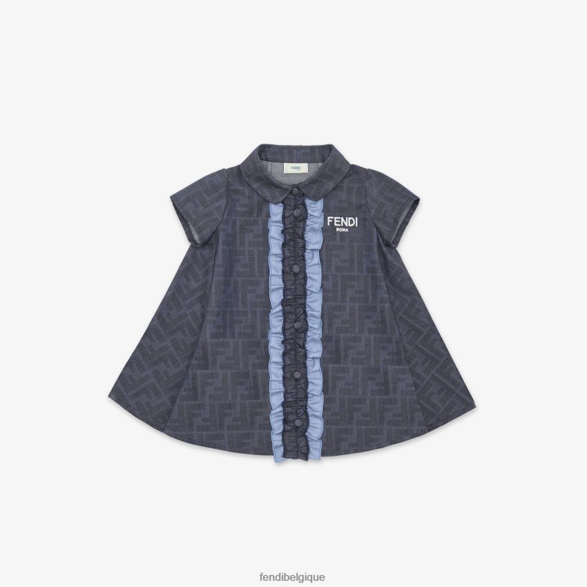 vêtements Fendi robe bébé en chambray bleu enfants 8X8J2J2766 Fendi Lunette De Soleil