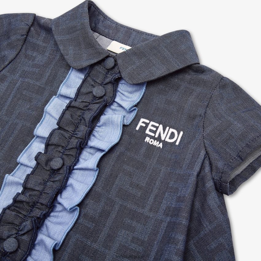 vêtements Fendi robe bébé en chambray bleu enfants 8X8J2J2766 Fendi Lunette De Soleil