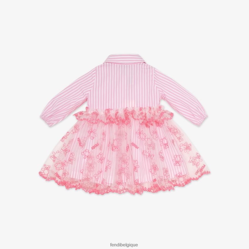 vêtements Fendi robe bébé en popeline et tulle fluo rose enfants 8X8J2J2759 Fendi Belgique