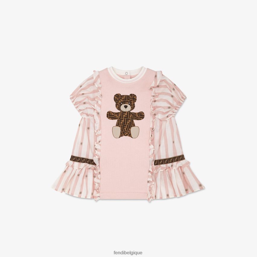 vêtements Fendi robe en popeline et coton rayée rose enfants 8X8J2J2825 Fendi Belgique