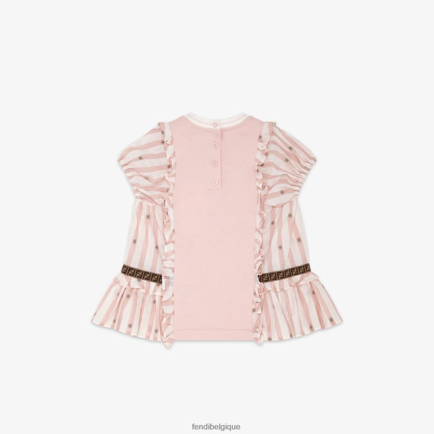 vêtements Fendi robe en popeline et coton rayée rose enfants 8X8J2J2825 Fendi Belgique