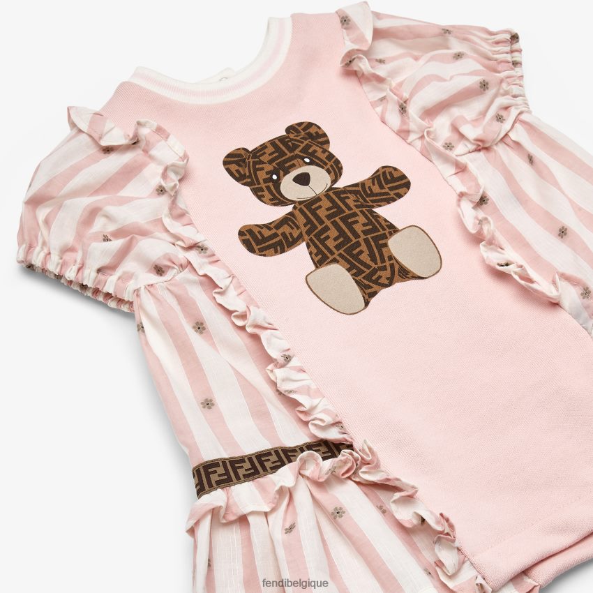 vêtements Fendi robe en popeline et coton rayée rose enfants 8X8J2J2825 Fendi Belgique
