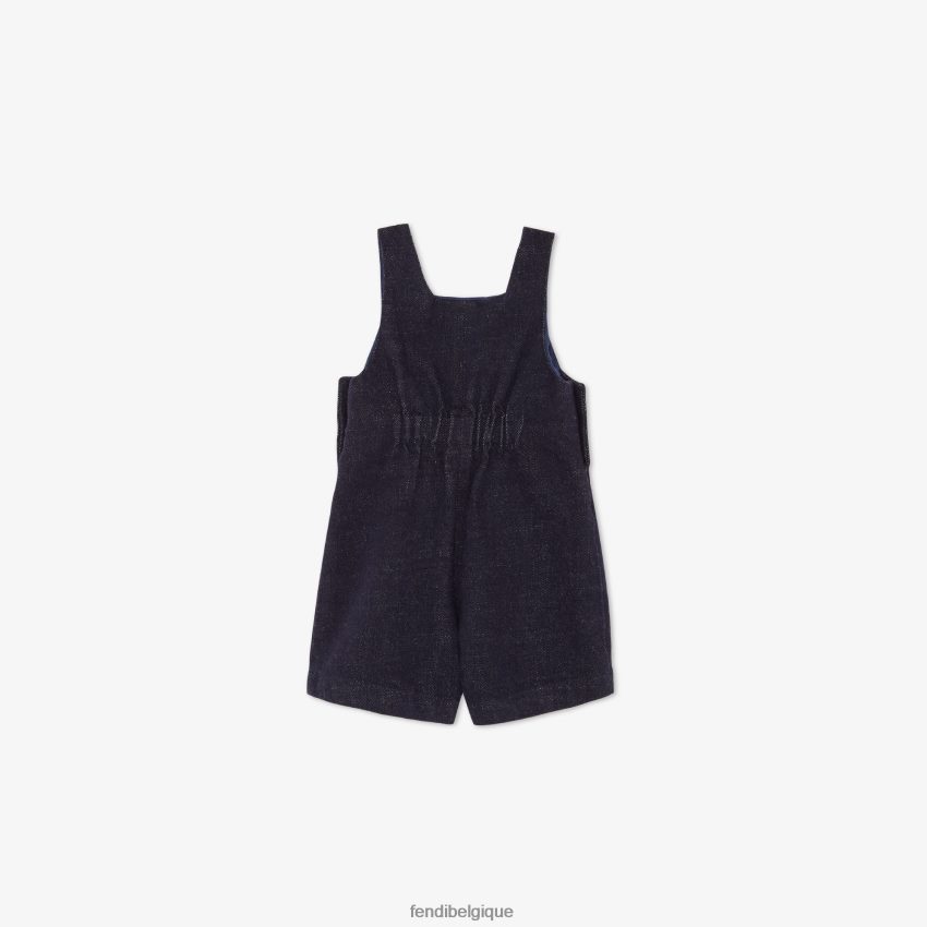 vêtements Fendi salopette en jean avec broderie bleu enfants 8X8J2J2775 Fendi Lunette De Soleil