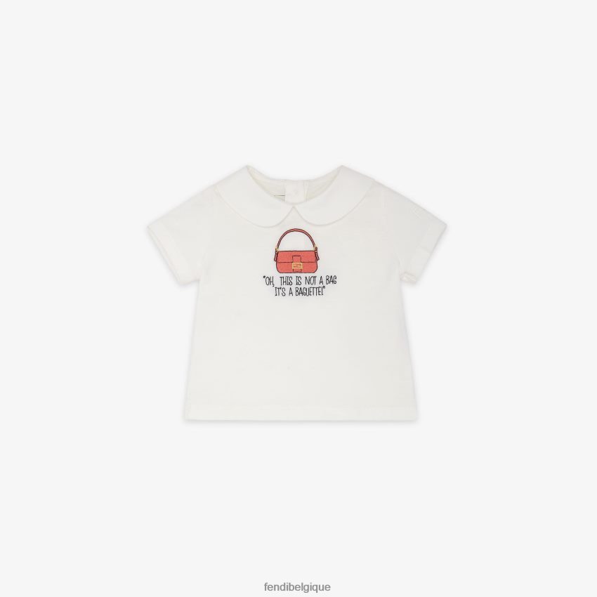 vêtements Fendi t-shirt bébé en jersey avec broderie blanc enfants 8X8J2J2770 Fendi Sac