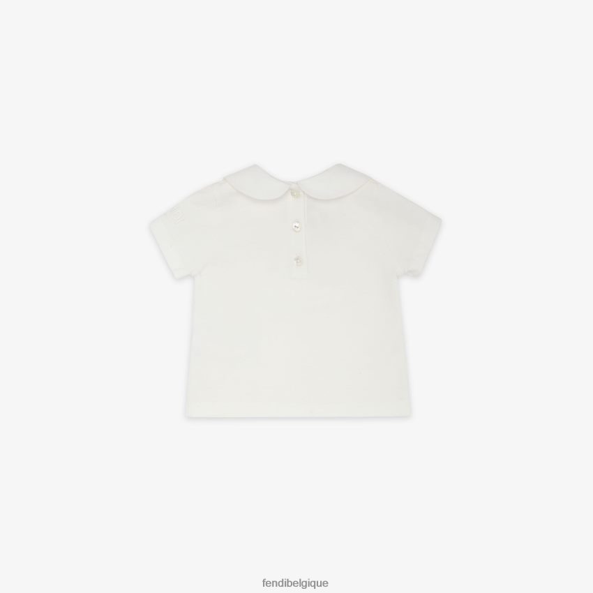 vêtements Fendi t-shirt bébé en jersey avec broderie blanc enfants 8X8J2J2770 Fendi Sac