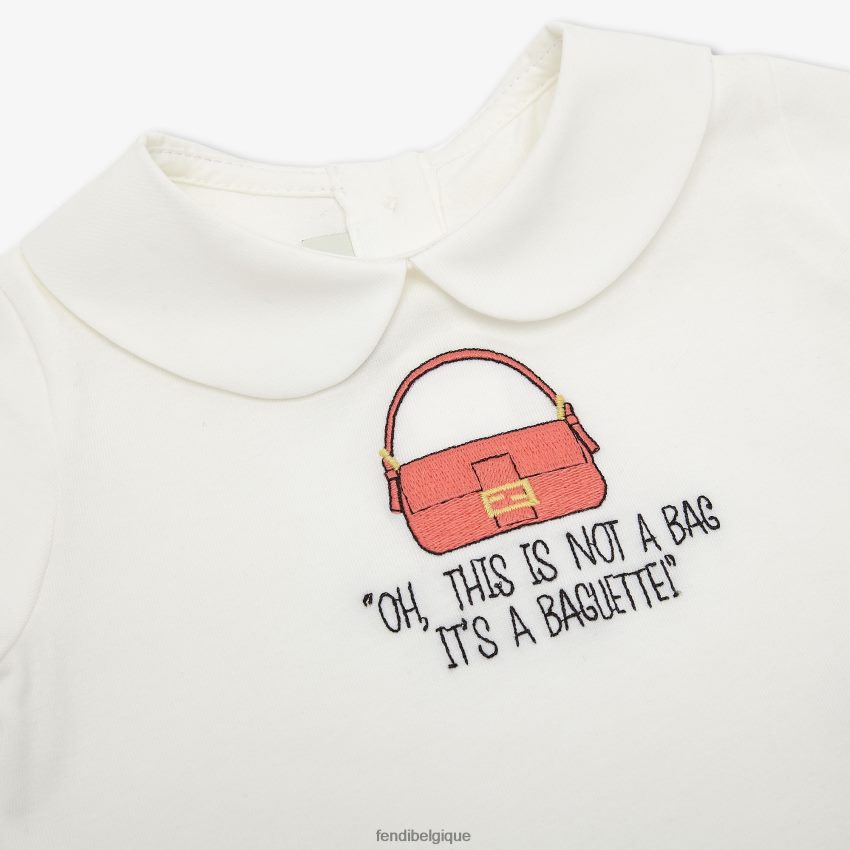 vêtements Fendi t-shirt bébé en jersey avec broderie blanc enfants 8X8J2J2770 Fendi Sac