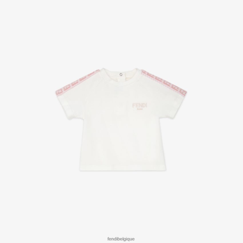vêtements Fendi t-shirt en jersey avec bandes ff blanc enfants 8X8J2J2809 Fendi Sac
