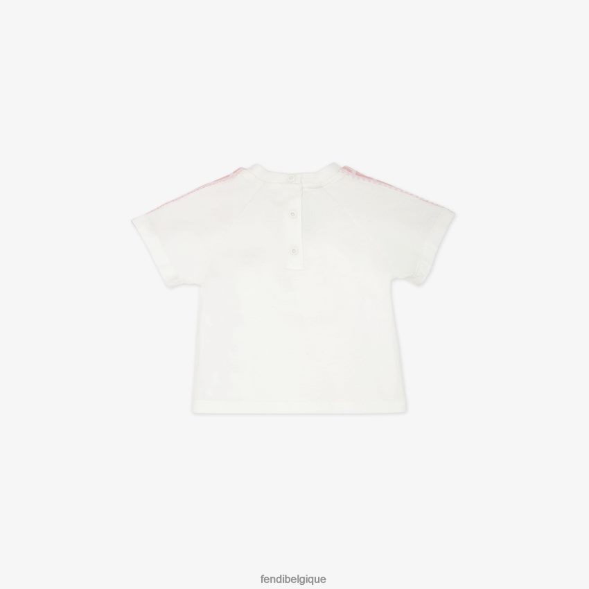 vêtements Fendi t-shirt en jersey avec bandes ff blanc enfants 8X8J2J2809 Fendi Sac