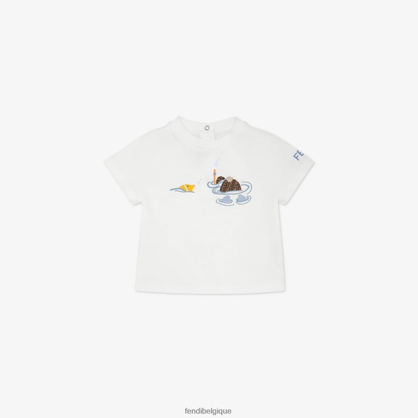 vêtements Fendi t-shirt ourson en jersey blanc enfants 8X8J2J2796 Fendi Lunette De Soleil