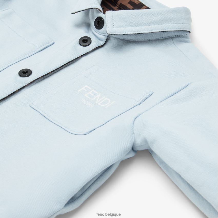 vêtements Fendi veste-chemise réversible en polaire et nylon ff bleu clair enfants 8X8J2J2821 Fendi Sac