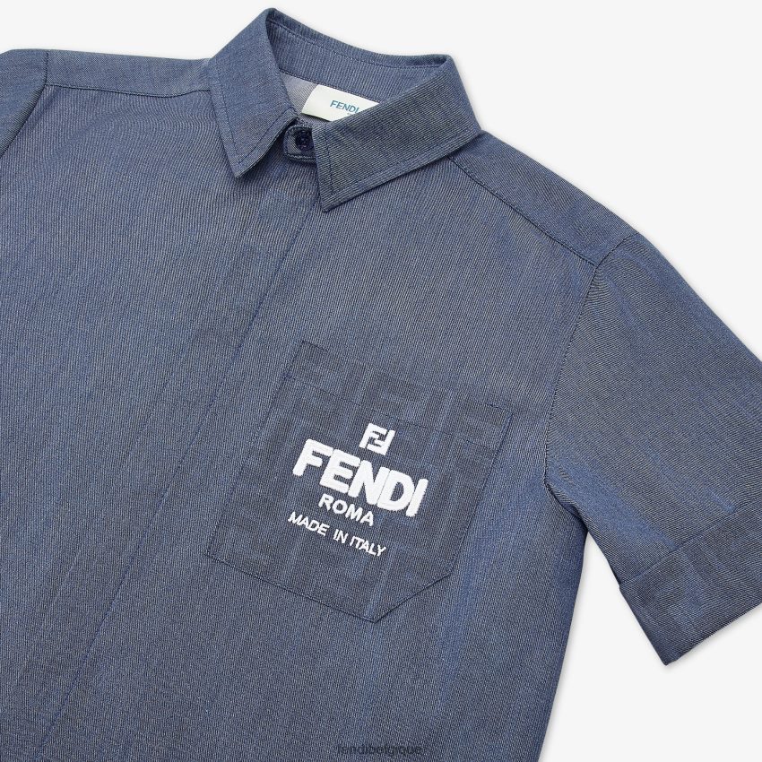 vêtements Fendi chemise chambray enfant bleu enfants 8X8J2J2957 Fendi Belgique