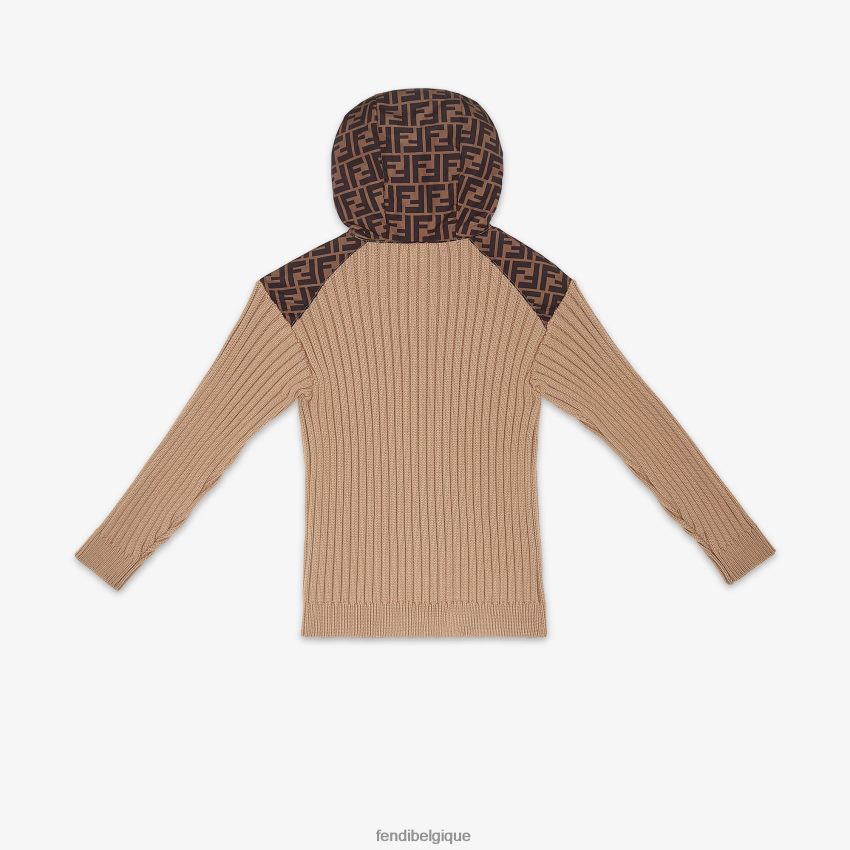 vêtements Fendi pull en tricot de coton et nylon ff beige enfants 8X8J2J2962 Fendi Sac
