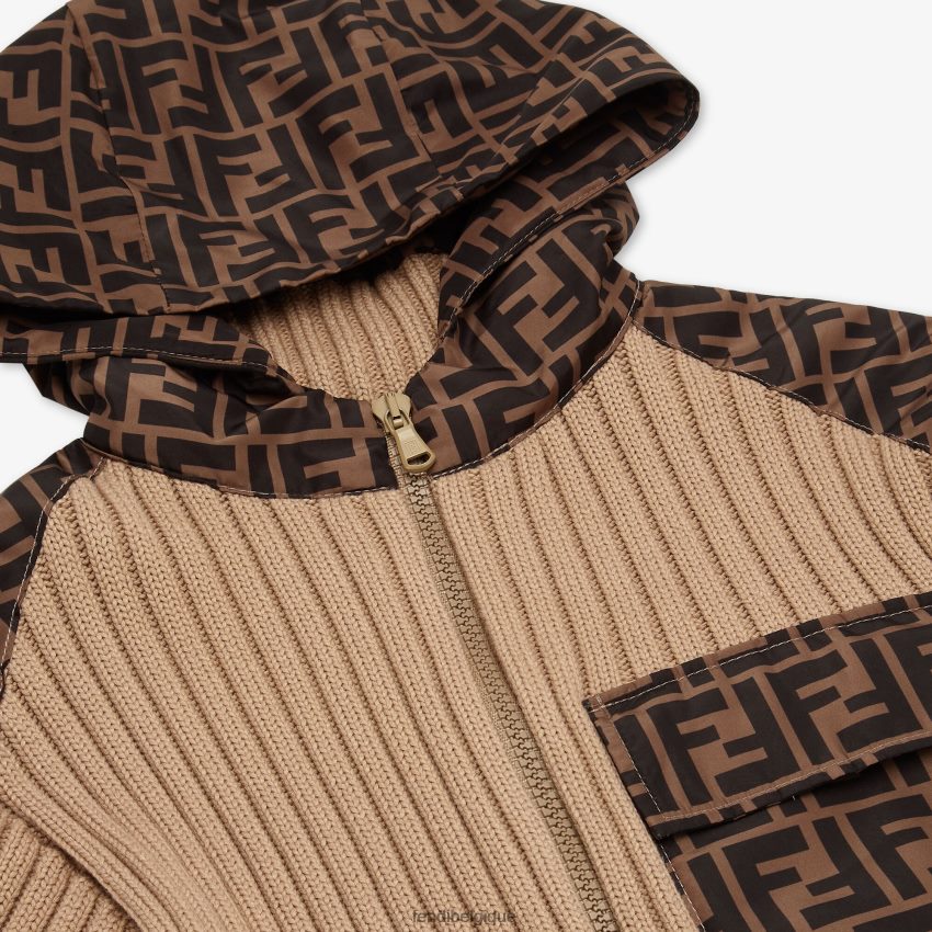 vêtements Fendi pull en tricot de coton et nylon ff beige enfants 8X8J2J2962 Fendi Sac