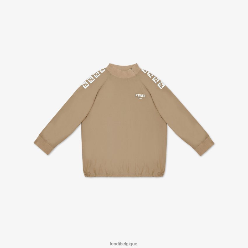 vêtements Fendi sweat-shirt en coton technique avec logo ff beige enfants 8X8J2J2960 Fendi Belgique