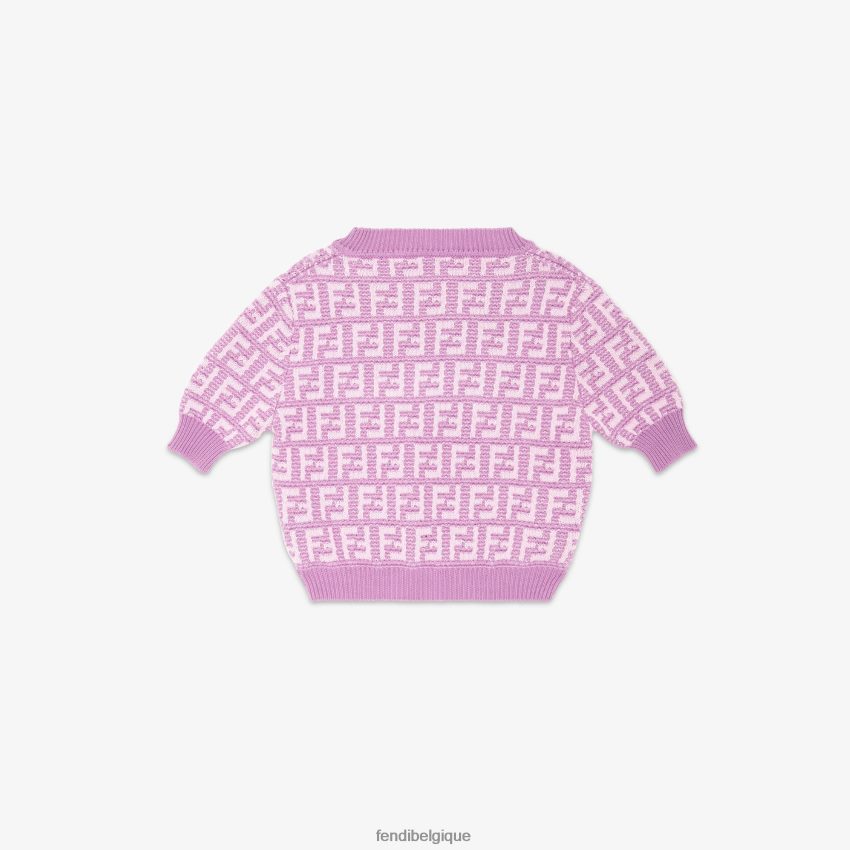 vêtements Fendi haut en maille de coton lilas violet enfants 8X8J2J2929 Fendi Sac