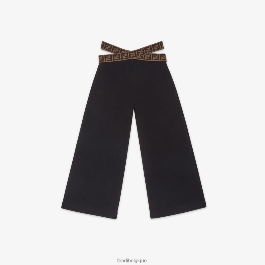 vêtements Fendi pantalon en polaire avec élastique ff noir enfants 8X8J2J2881 Fendi Sac