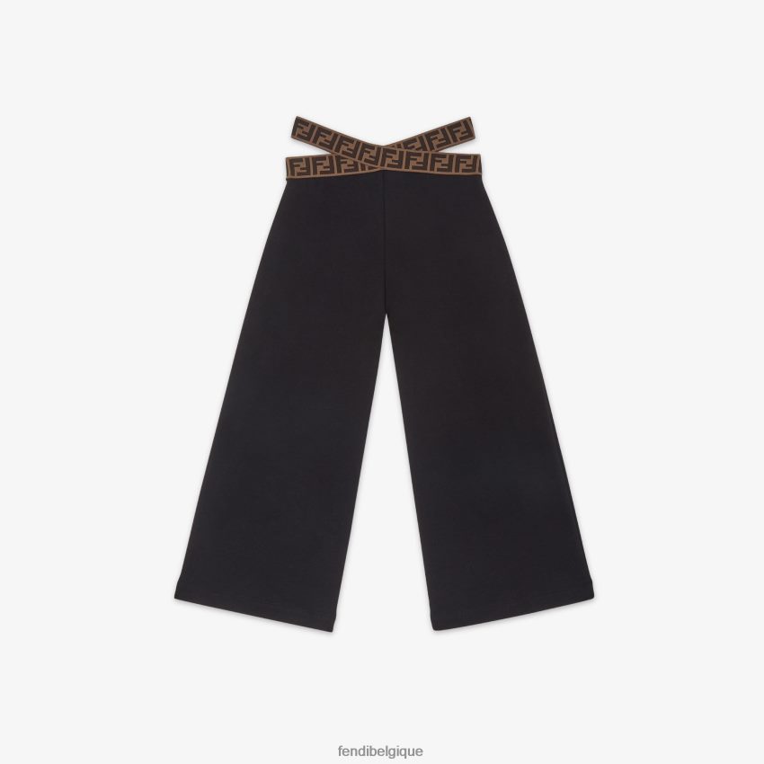 vêtements Fendi pantalon en polaire avec élastique ff noir enfants 8X8J2J2881 Fendi Sac