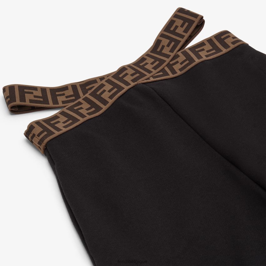 vêtements Fendi pantalon en polaire avec élastique ff noir enfants 8X8J2J2881 Fendi Sac