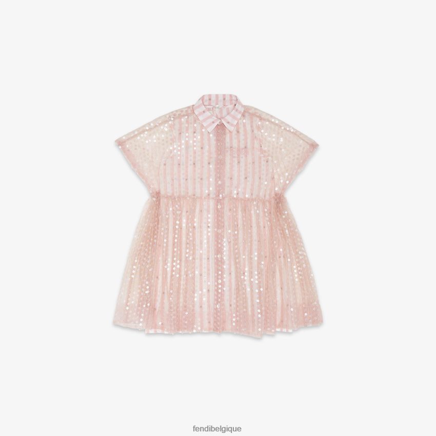 vêtements Fendi robe ample en popeline et sequins rose enfants 8X8J2J2890 Fendi Sac