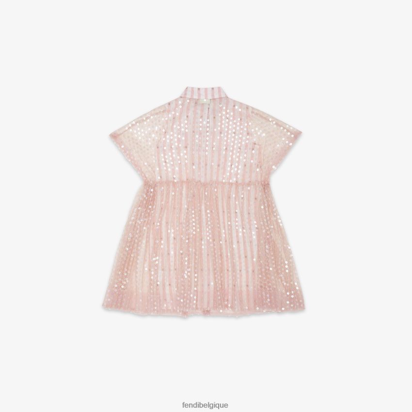 vêtements Fendi robe ample en popeline et sequins rose enfants 8X8J2J2890 Fendi Sac