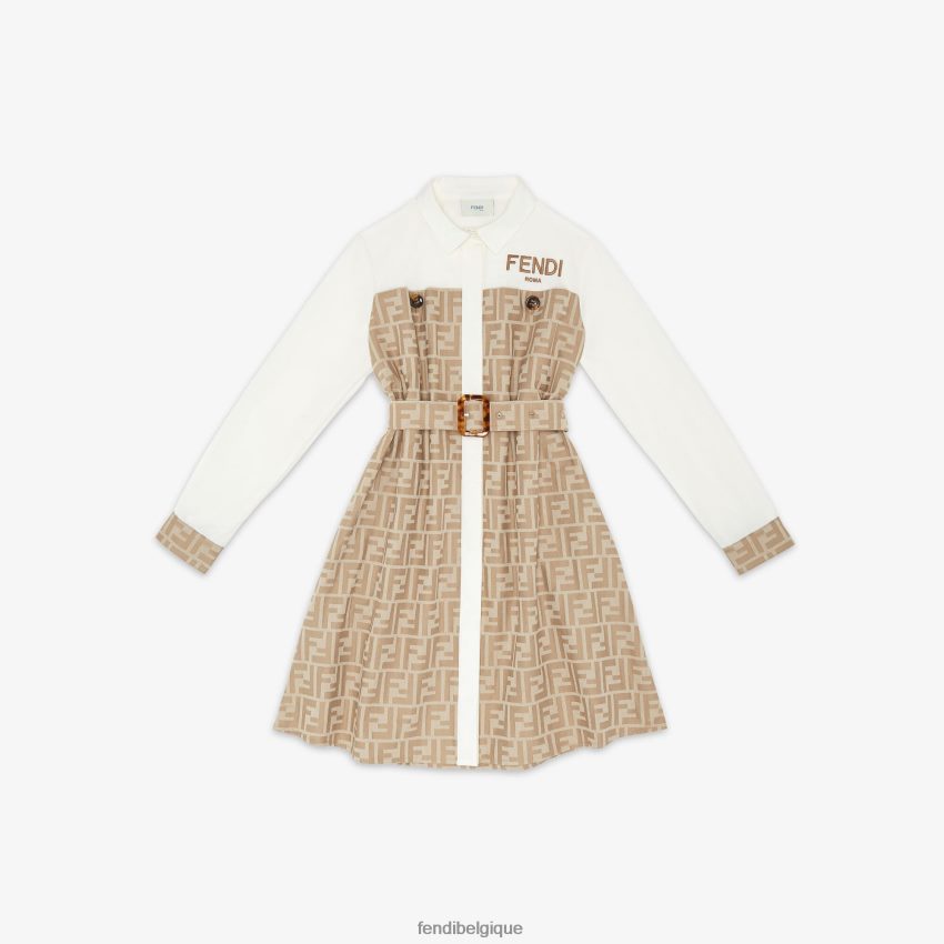 vêtements Fendi robe ff en coton et popeline blanc enfants 8X8J2J2885 Fendi Belgique