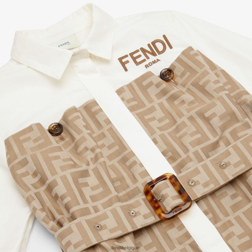 vêtements Fendi robe ff en coton et popeline blanc enfants 8X8J2J2885 Fendi Belgique