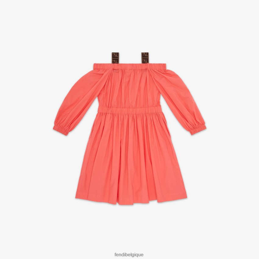 vêtements Fendi robe junior en gabardine corail rouge enfants 8X8J2J2924 Fendi Belgique