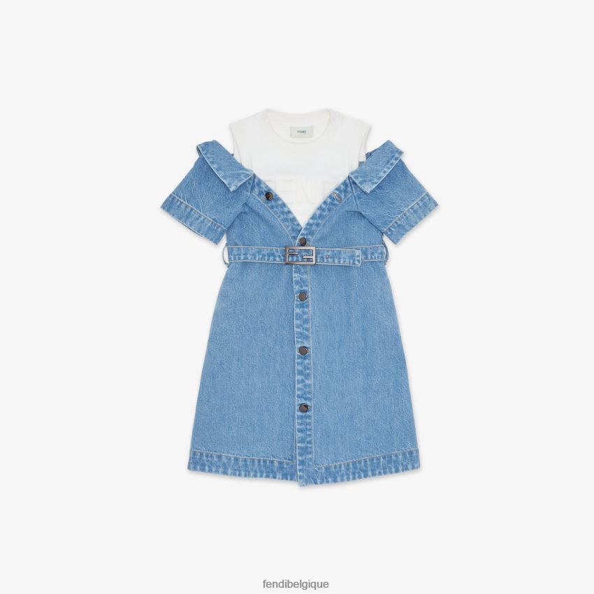 vêtements Fendi robe junior en jersey polaire et denim bleu enfants 8X8J2J2923 Fendi Sac