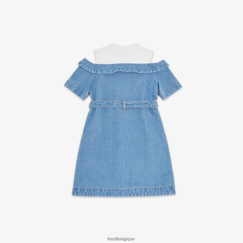 vêtements Fendi robe junior en jersey polaire et denim bleu enfants 8X8J2J2923 Fendi Sac