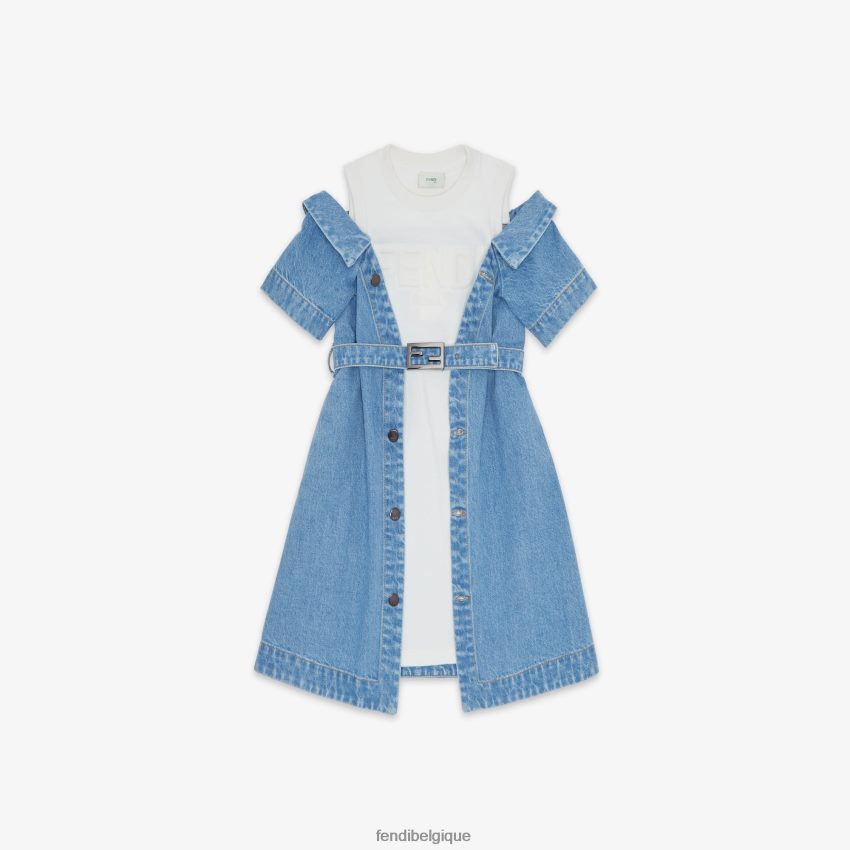 vêtements Fendi robe junior en jersey polaire et denim bleu enfants 8X8J2J2923 Fendi Sac