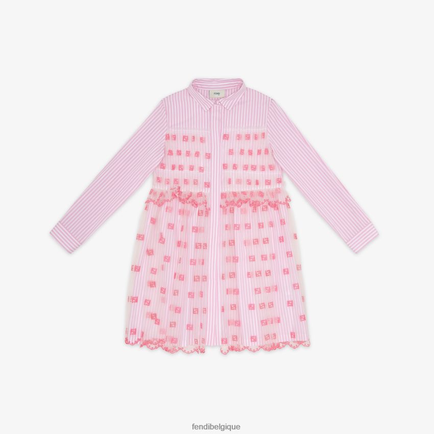 vêtements Fendi robe junior en popeline et tulle fluo rose enfants 8X8J2J2857 Fendi Sac
