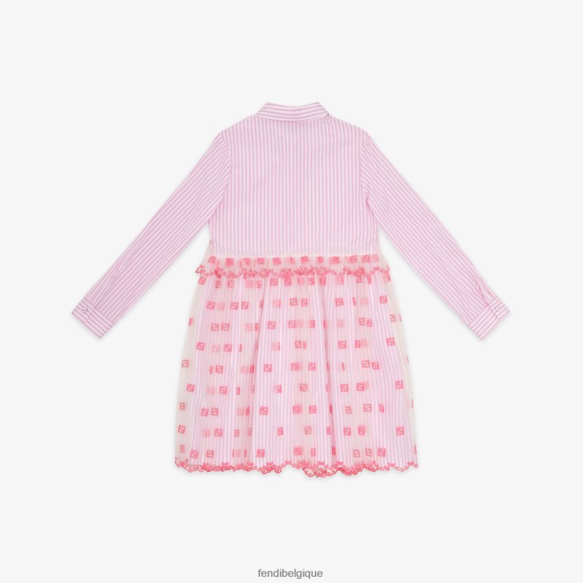 vêtements Fendi robe junior en popeline et tulle fluo rose enfants 8X8J2J2857 Fendi Sac