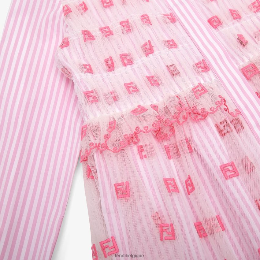 vêtements Fendi robe junior en popeline et tulle fluo rose enfants 8X8J2J2857 Fendi Sac